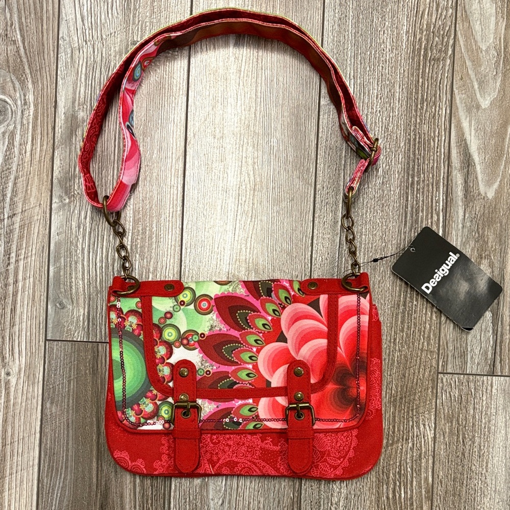 Desigual Red Floral Crossbody Bag